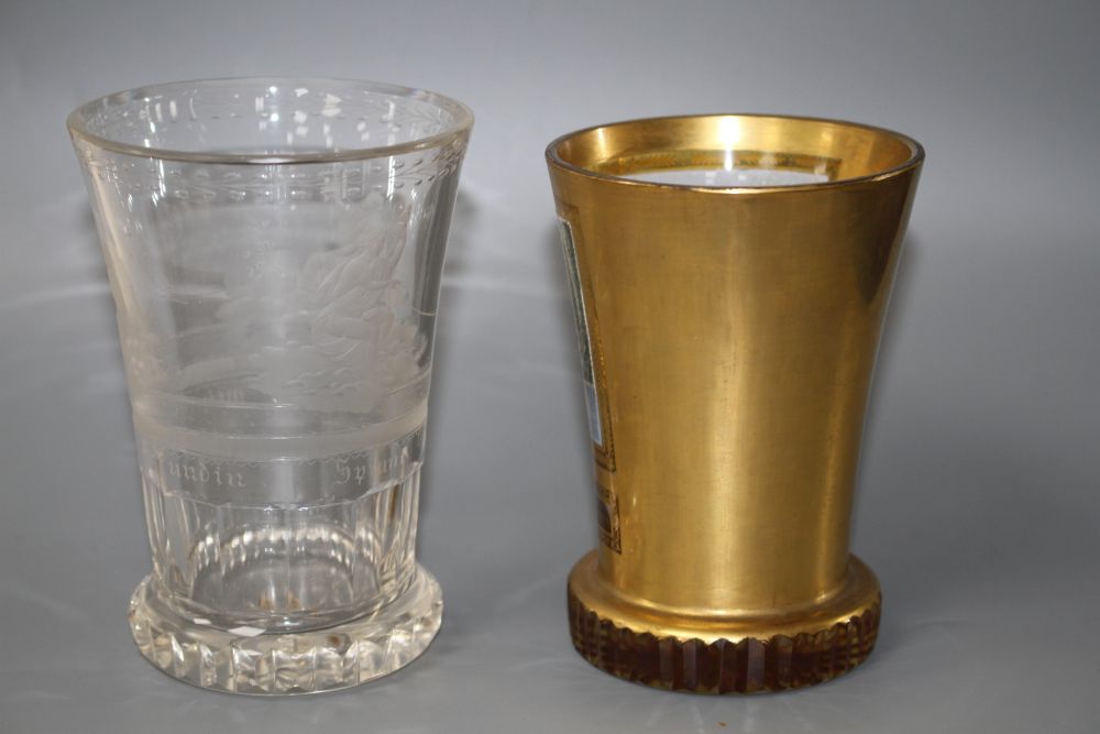 Two Bohemian glass beakers, ranftbechers, c.1840 and 1900,